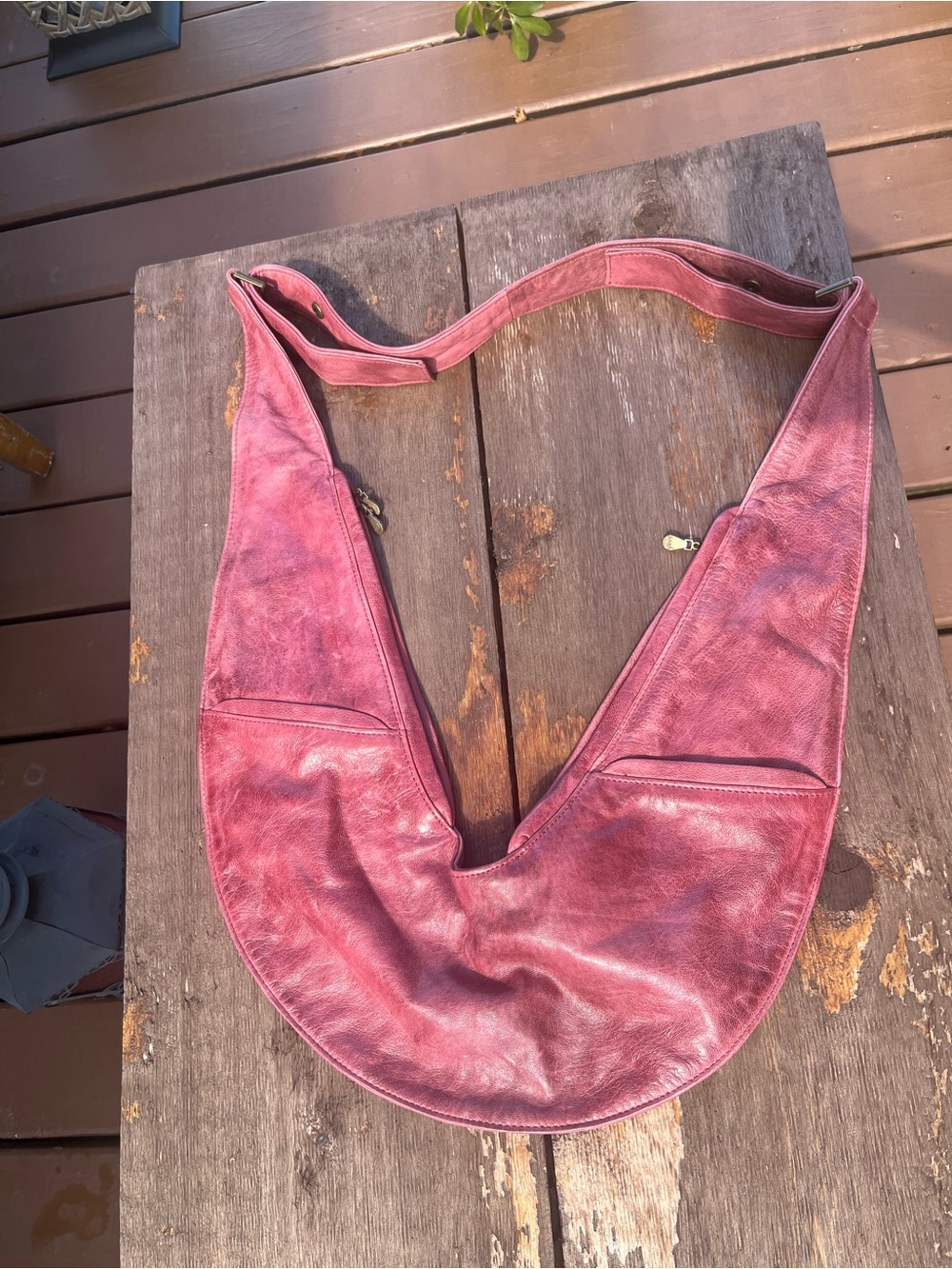 Everyday Leather Crescent Crossbody in Dusty Rose